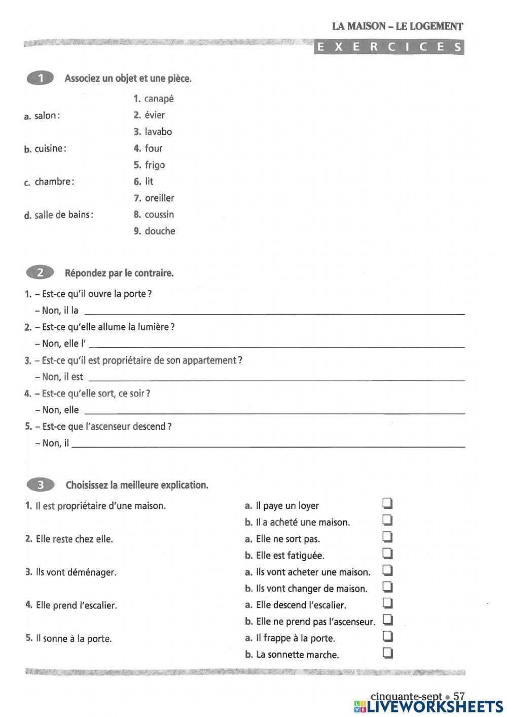 Vocabulaire de la maison
