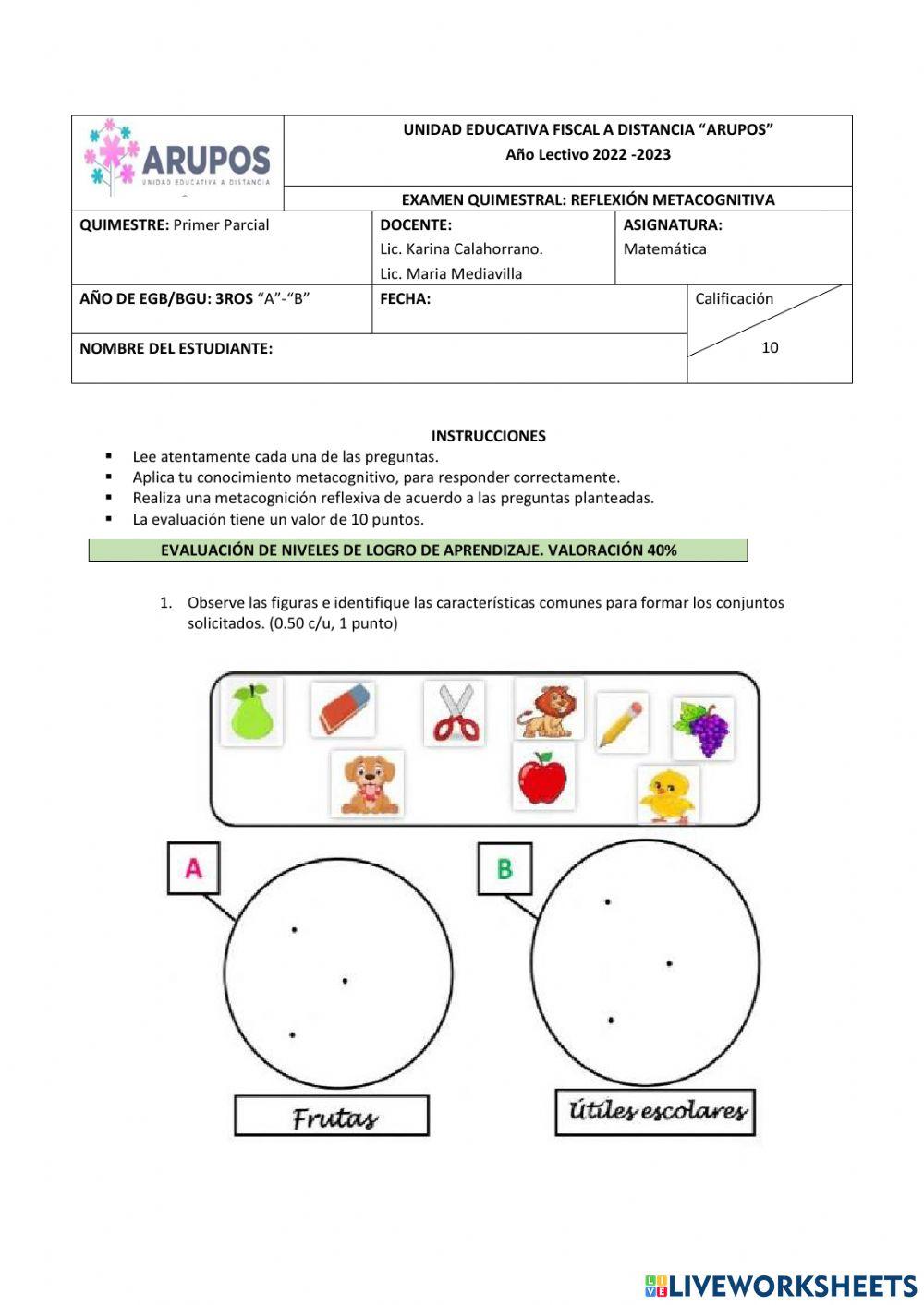 Evaluacion de matemàtica