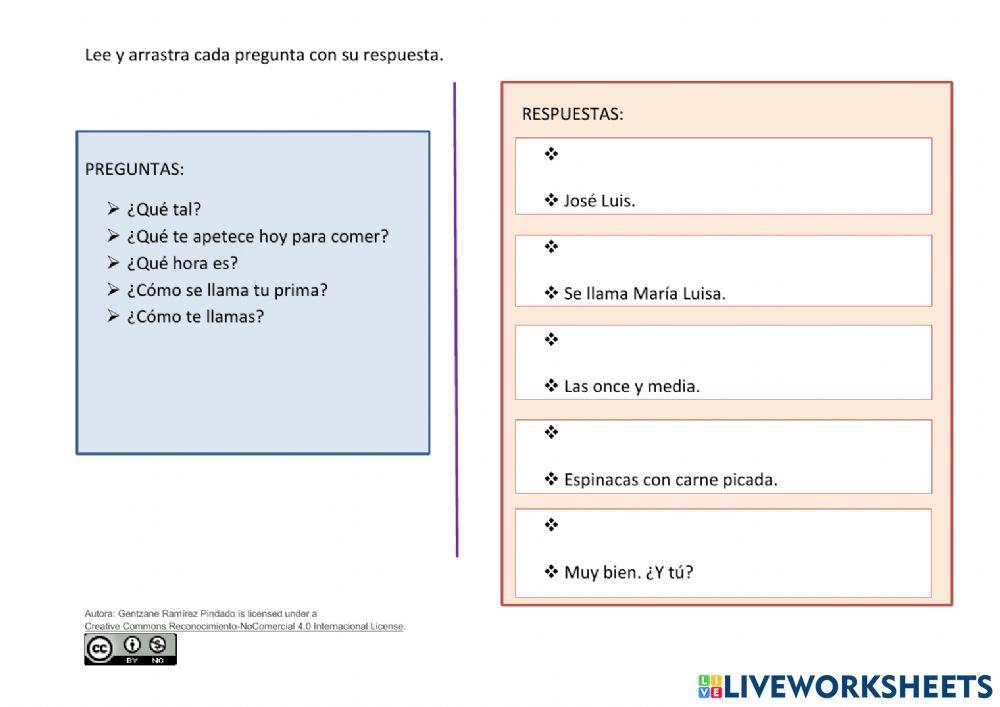 Unir preguntas a respuestas.