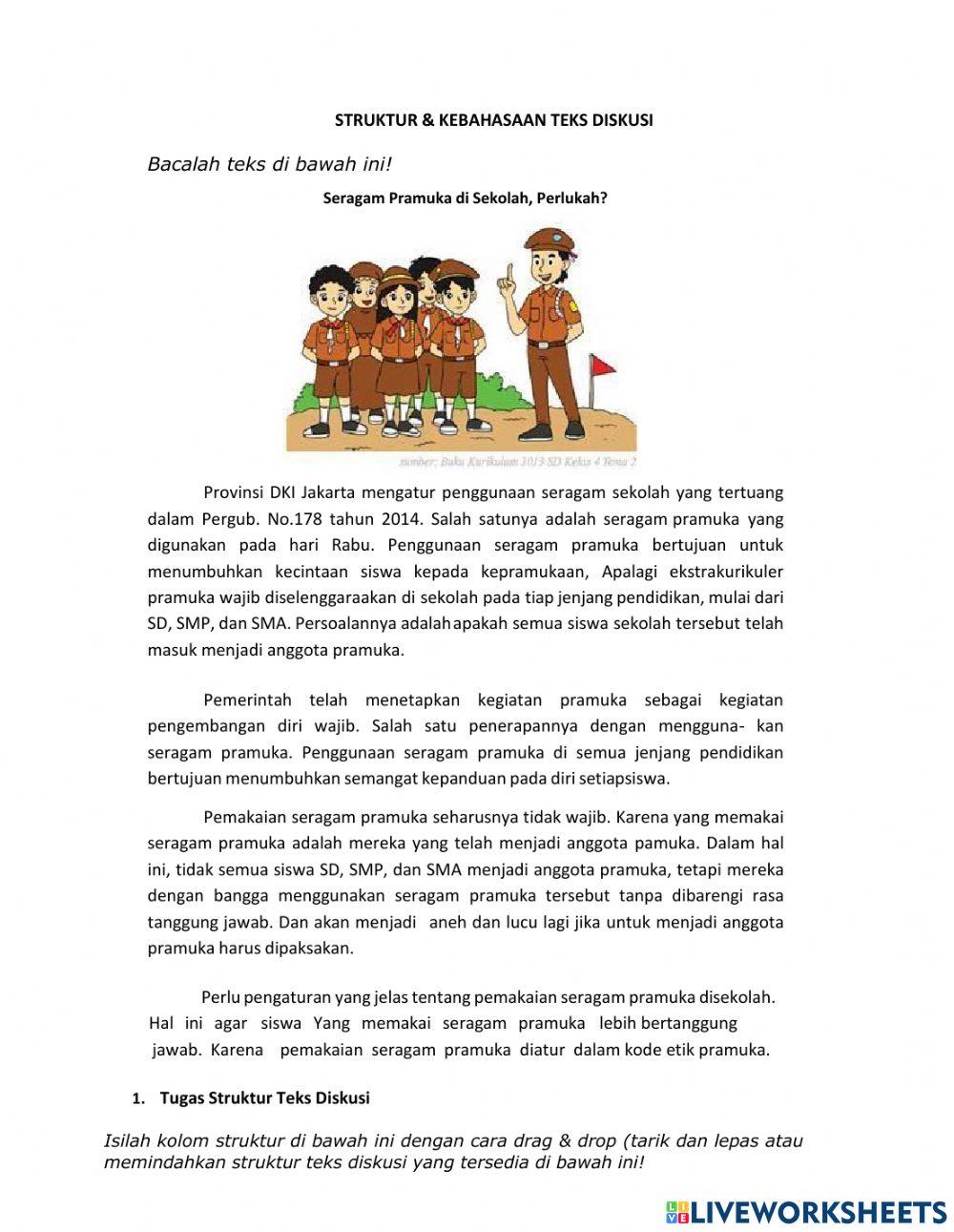 ULANGAN HARIAN TEKS DISKUSI BAHASA INDONESIA KLS 9 SEMESTER GENAP