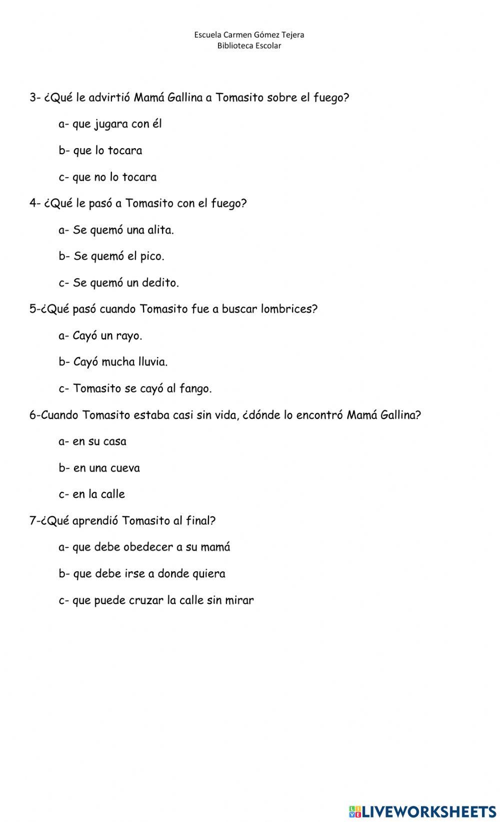 Cuento: El pollito desobediente