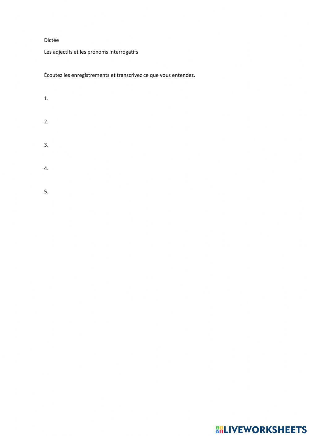 Les pronoms et les adjectifs interrogatifs