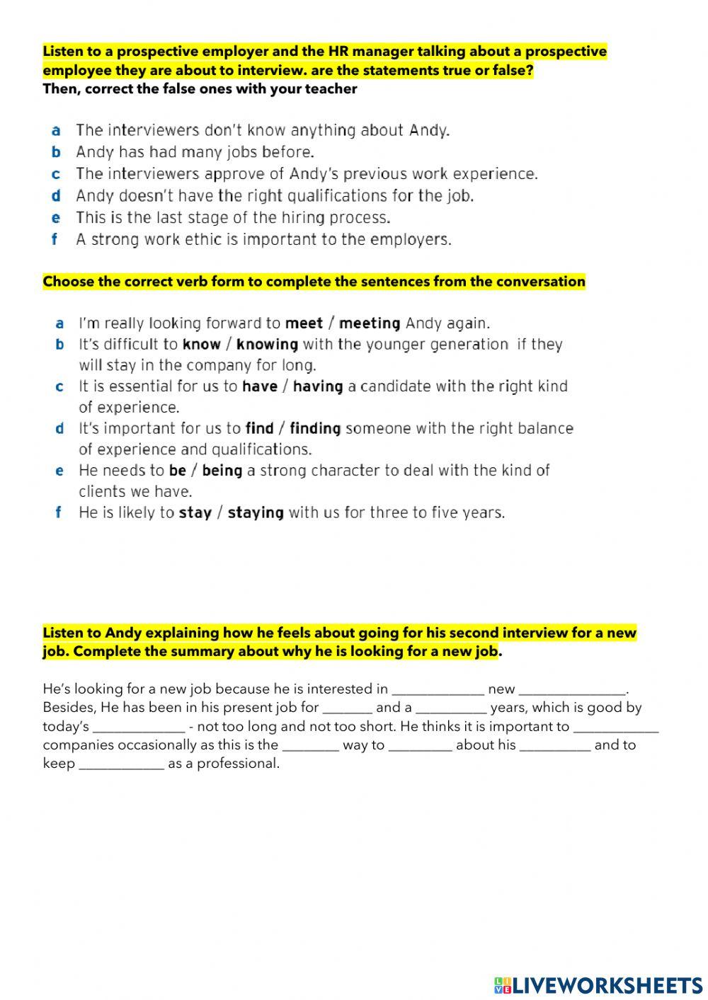 Hiring process and interviews