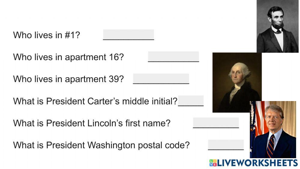 US street addresses - US Presidents