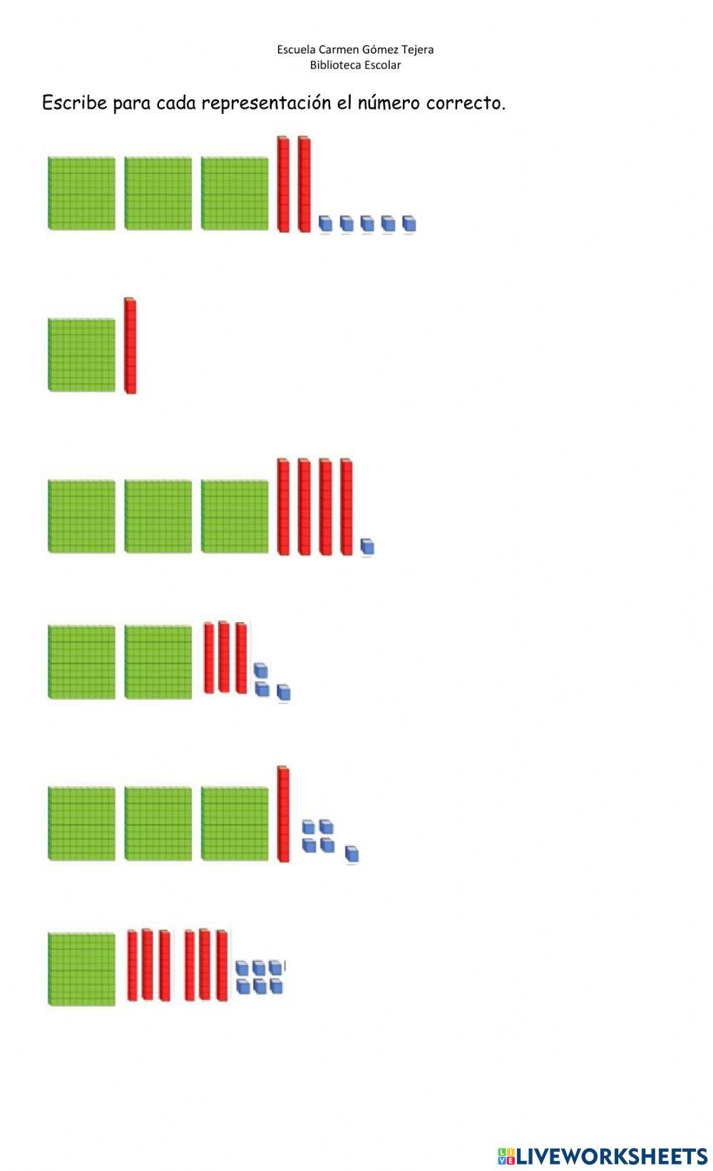 Escribir el número representado