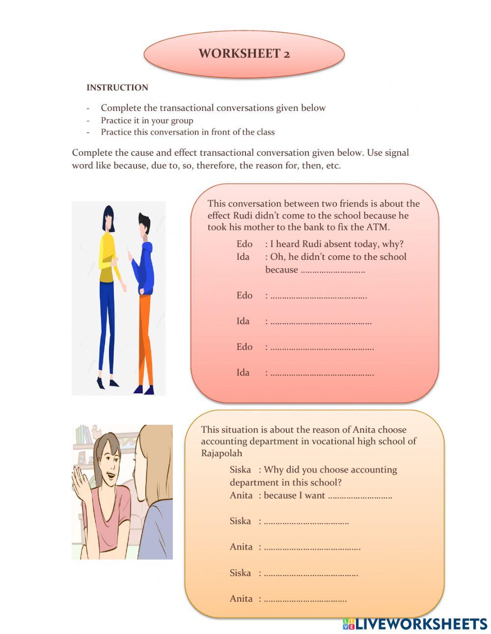 Cause and effect worksheet 2