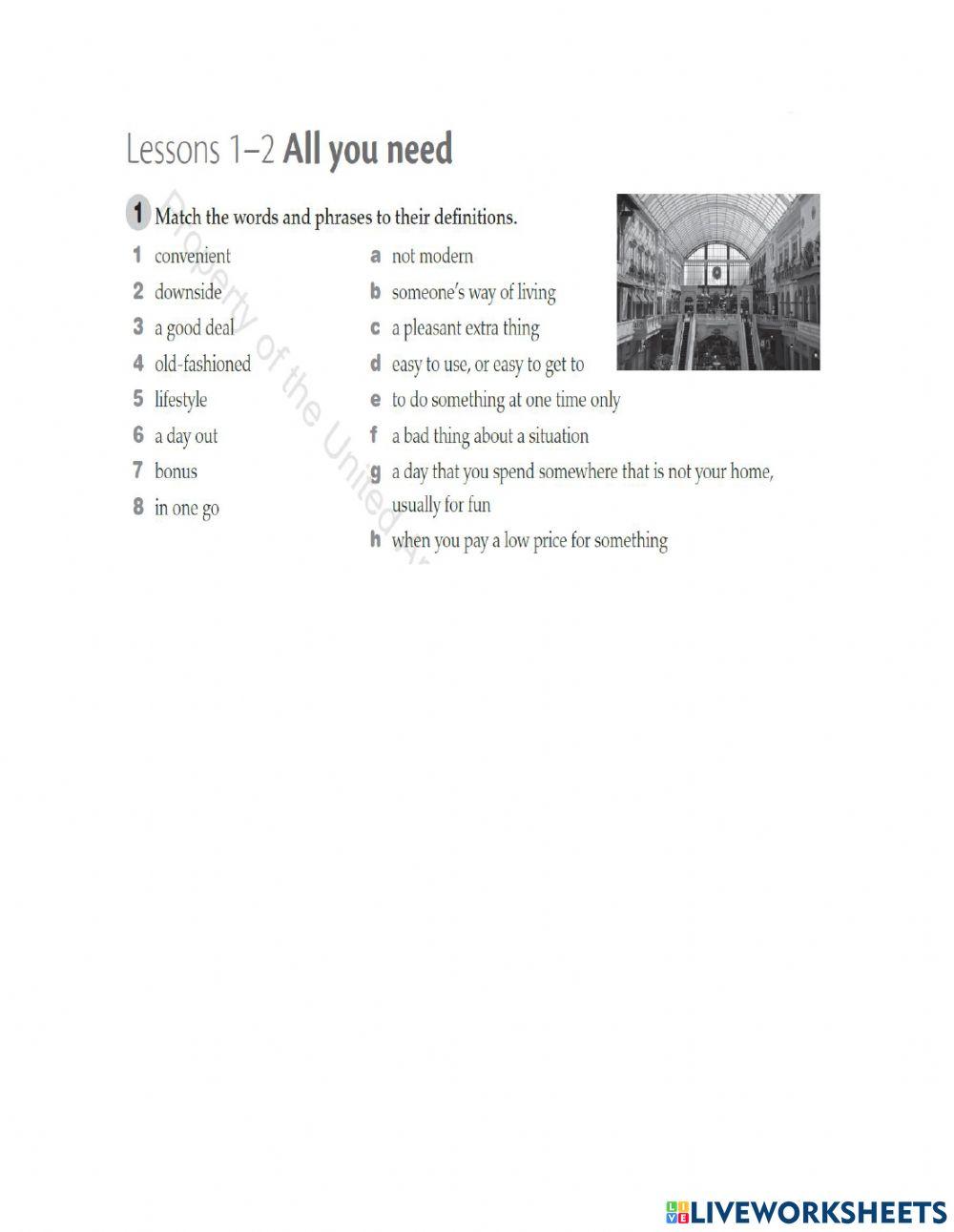 Vocabulary shops grade 9 G