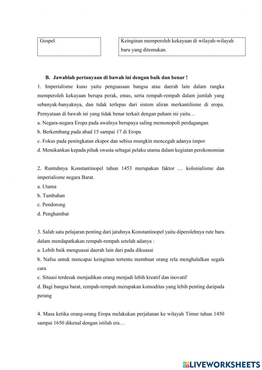 Perkambangan Kolonialisme dan Imperialisme