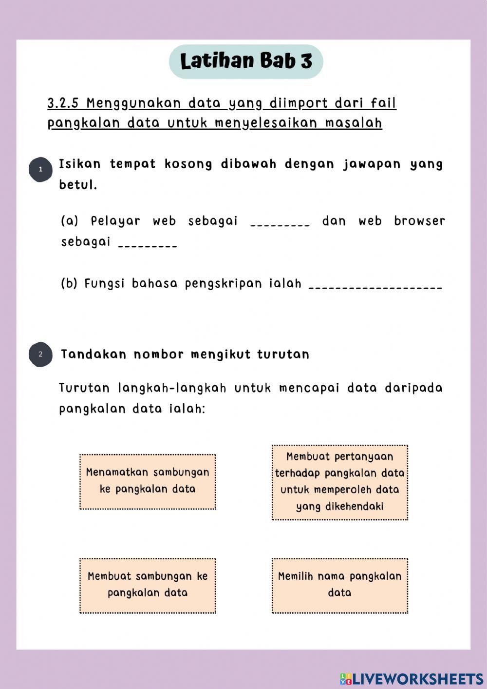 Menggunakan data yang diimport dari fail pangkalan data untuk menyelesaikan masalah