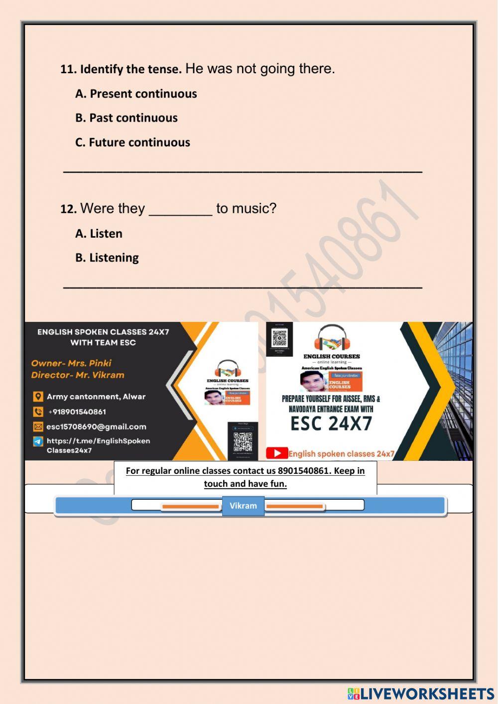 Past continuous tense