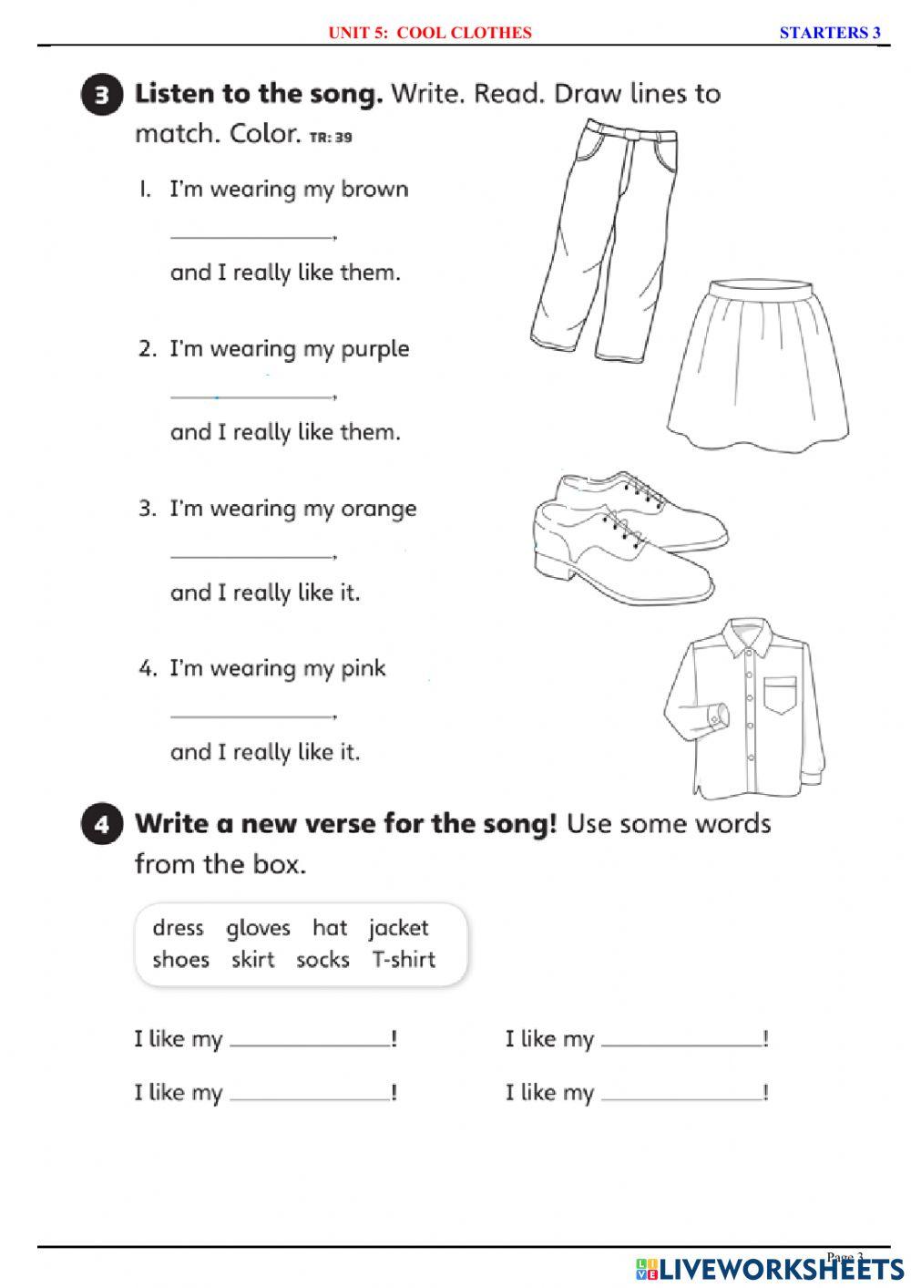 Starters 3 - U5 - Cool clothes - Vocabulary