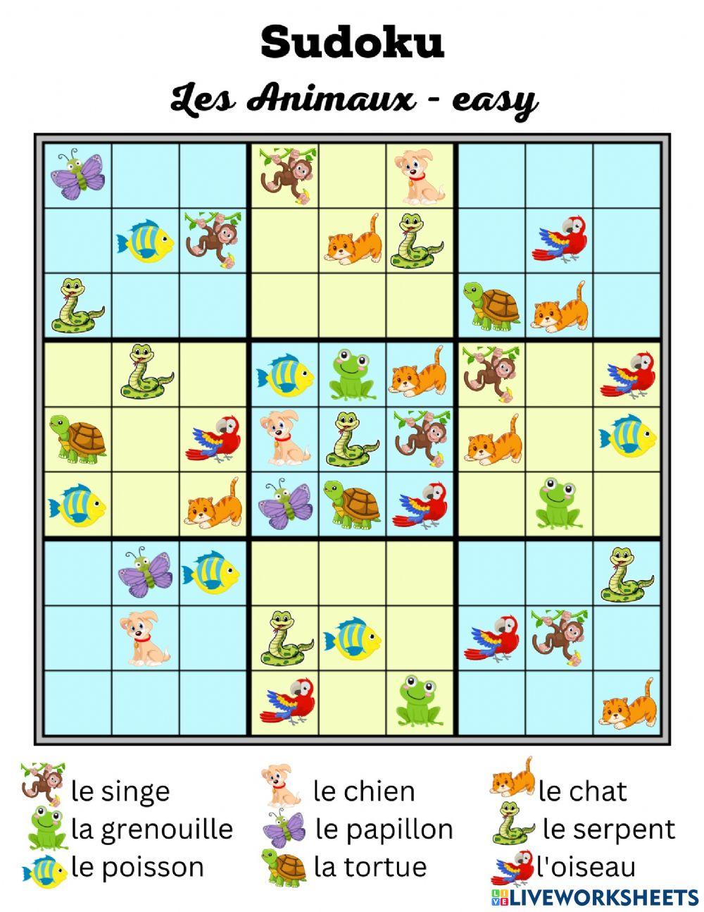 Les Animaux Sudoku Easy