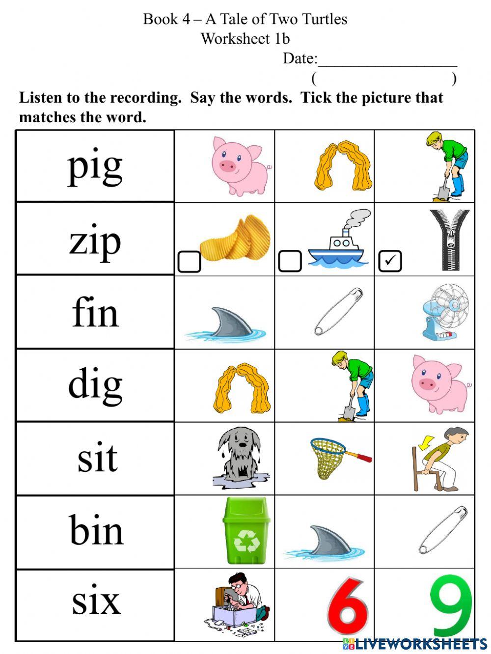 1b Short I CVC worksheet