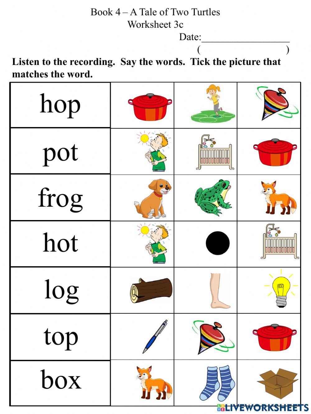 3c Short O CVC Worksheet