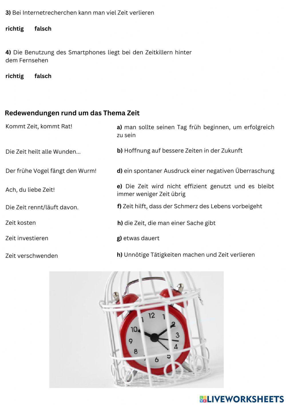 Zeit und Tätigkeiten