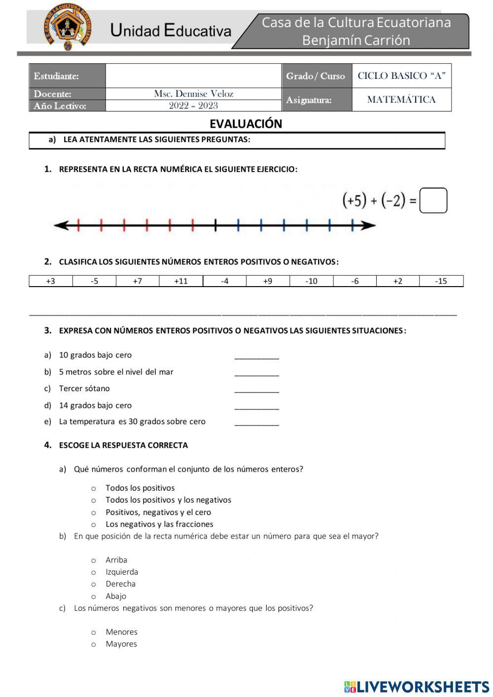 Evaluacion matematica