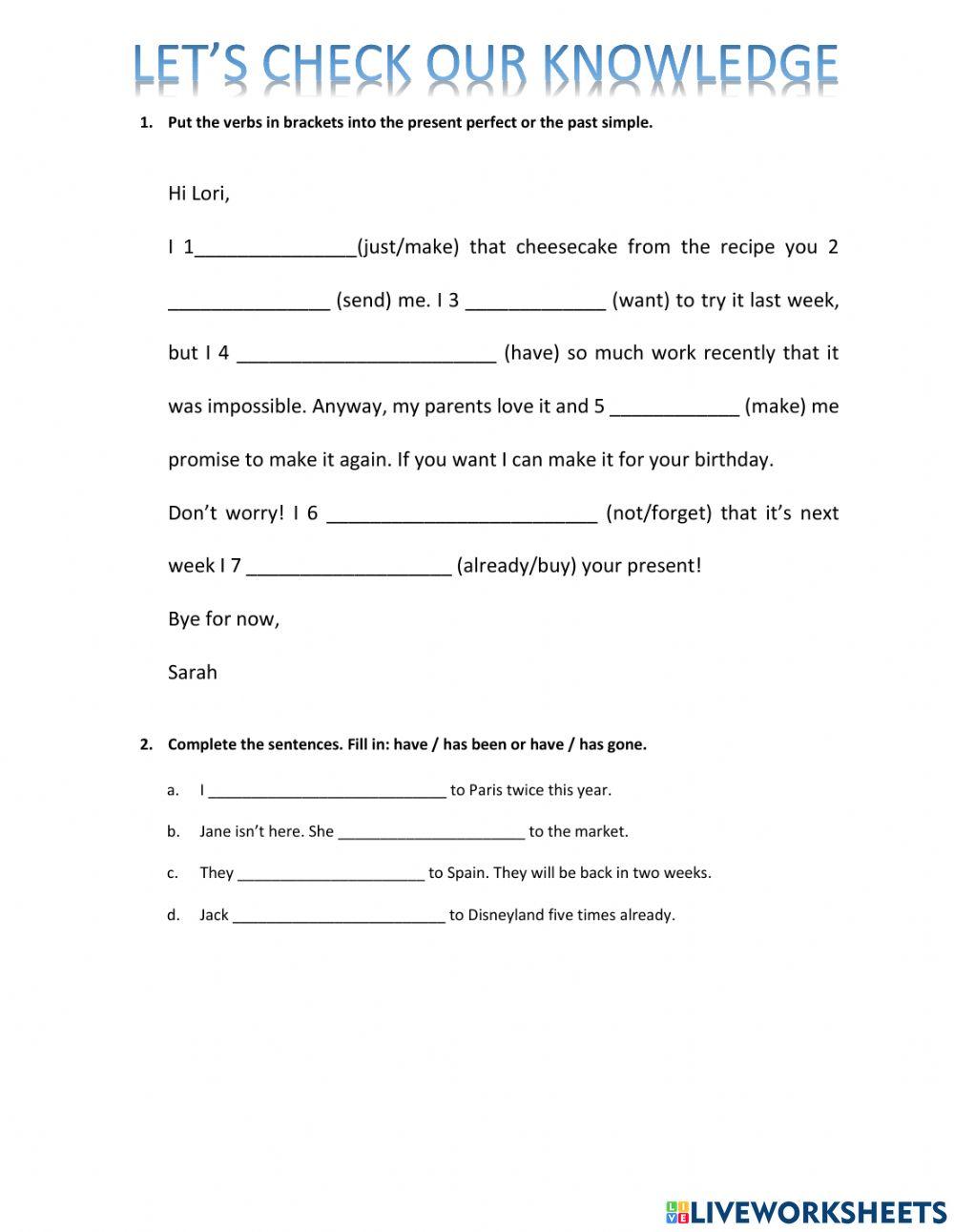 Presente perfect vs simple past