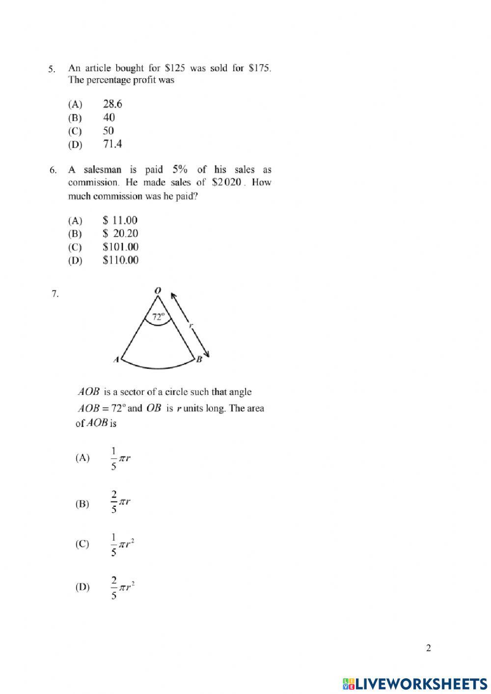 CSEC Multiple Choice Test 1