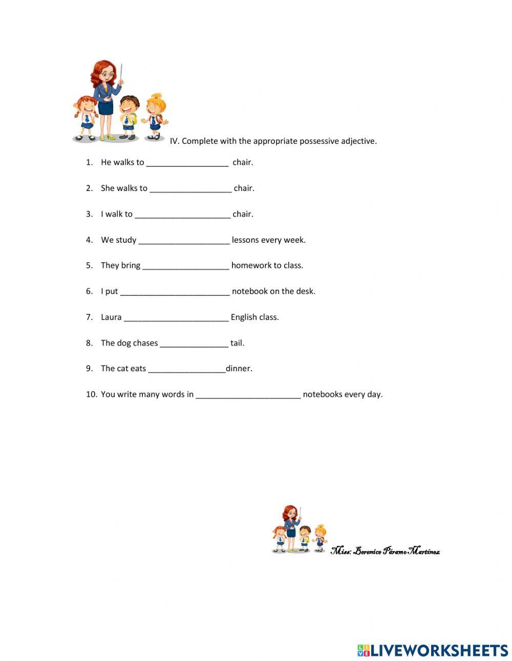 Possessive adjectives