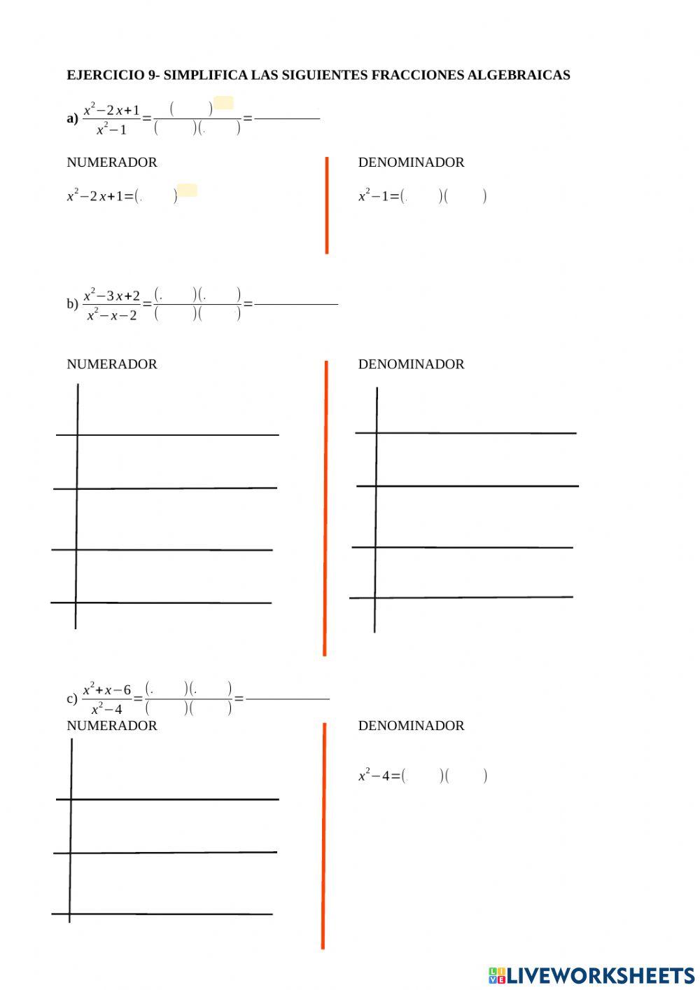 Fracciones algebraicas