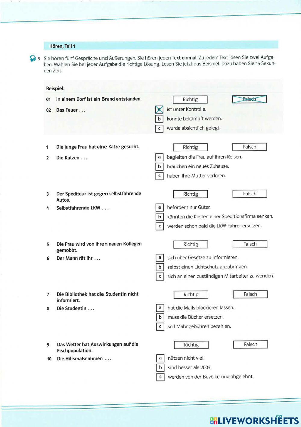 Mit Erfolg zum Goethe B2 Test 1 Hören 1