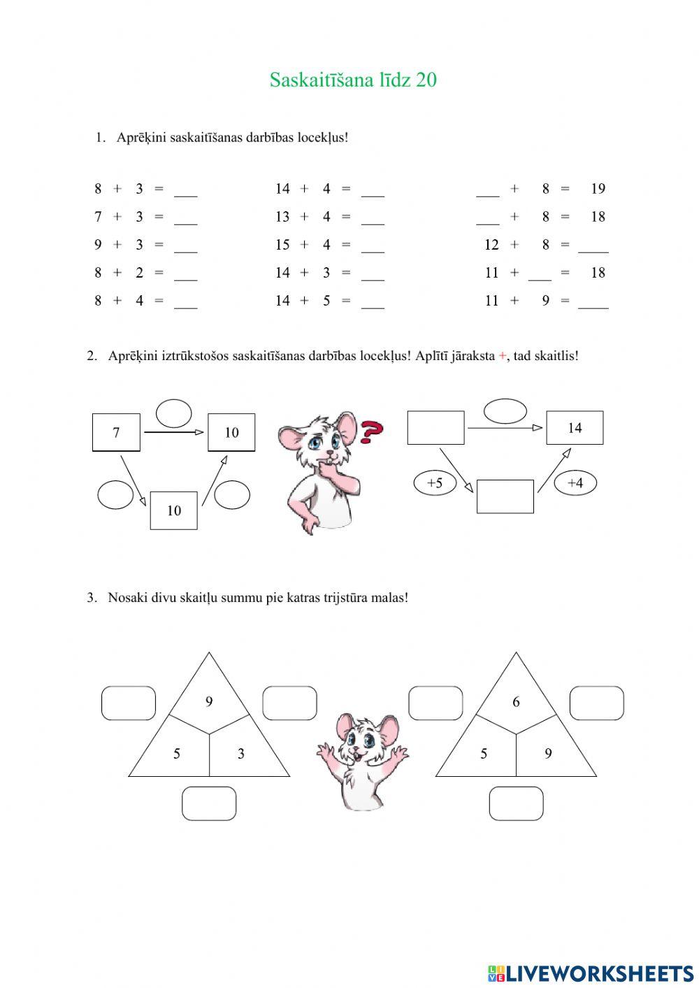 Saskaitīšana līdz 20