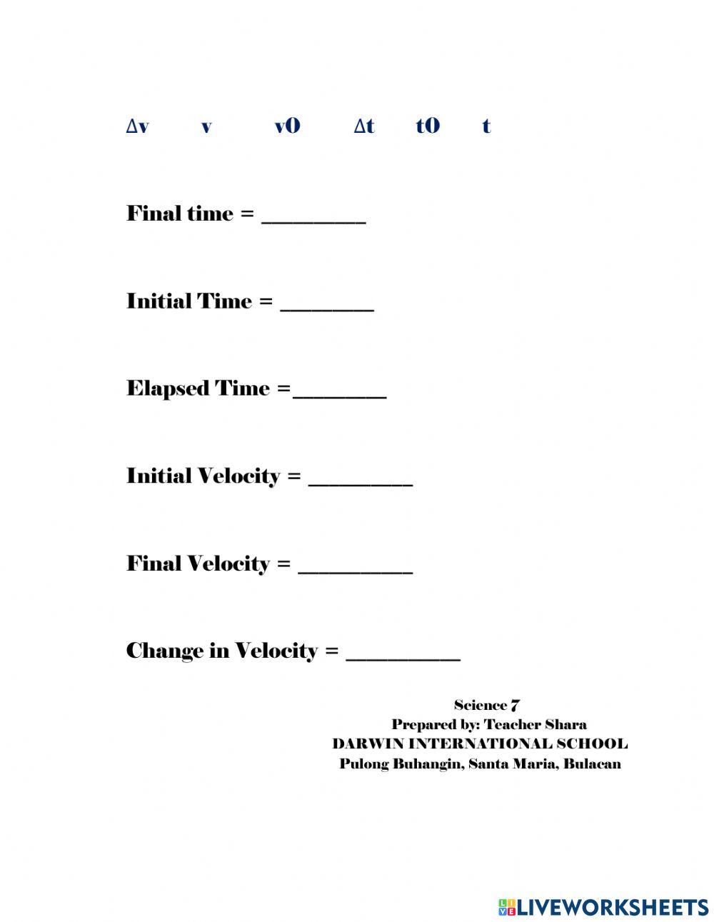 Velocity and Acceleration