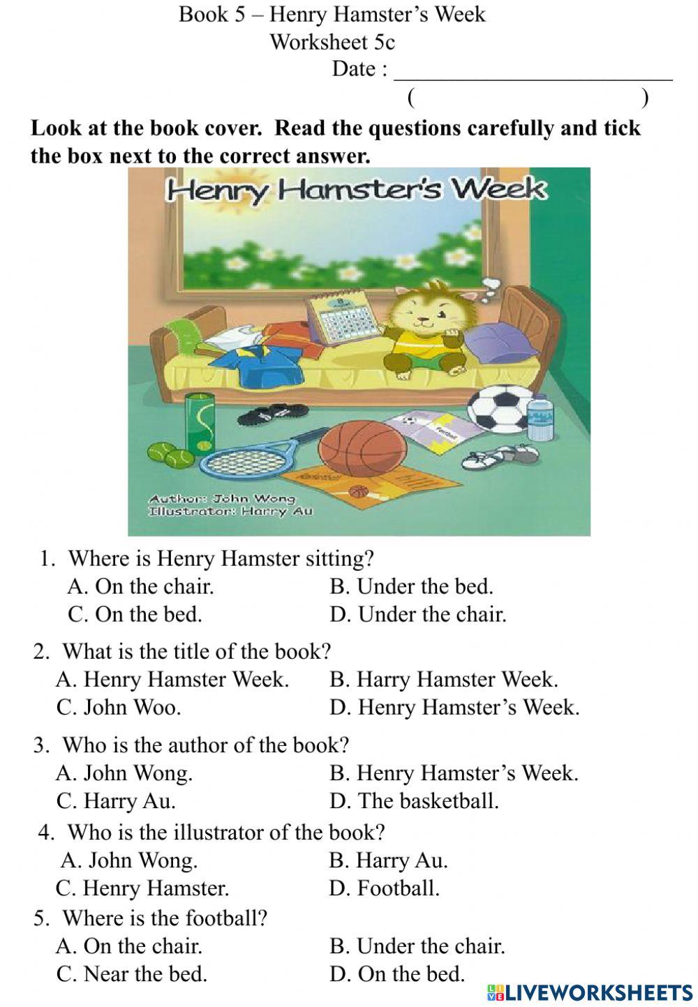 5c Book Cover Worksheet