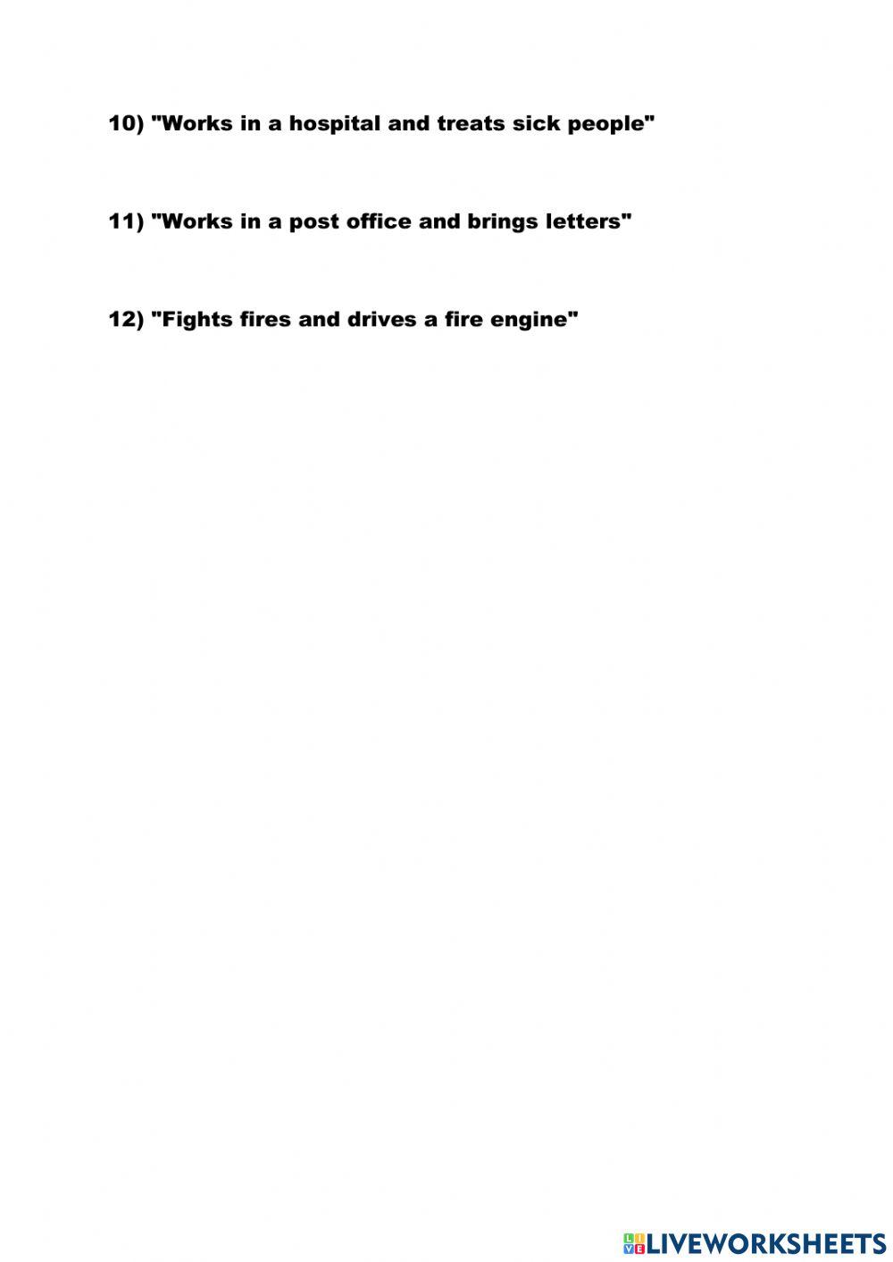 Grade 3-4 Occupations worksheet