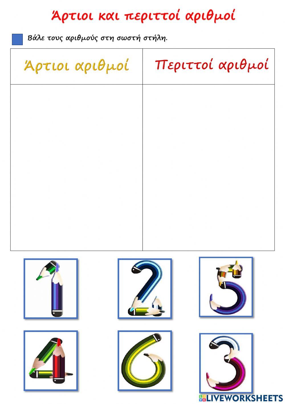Άρτιοι και περιττοί αριθμοί Άρτιοι και περιττοί αριθμοί