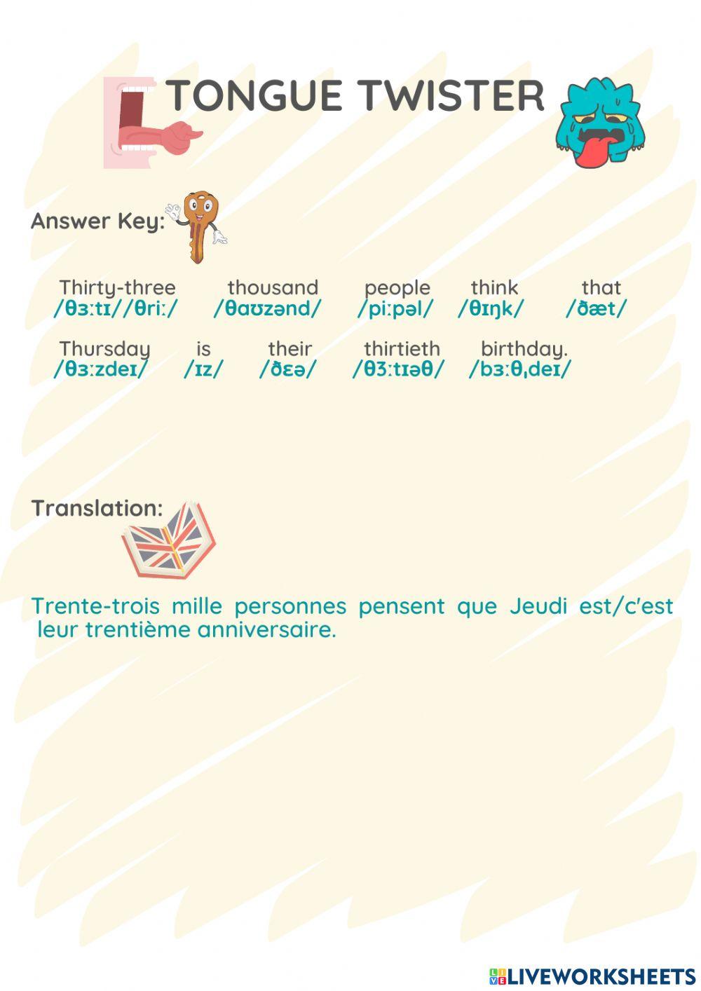 Tongue twister thirty-three