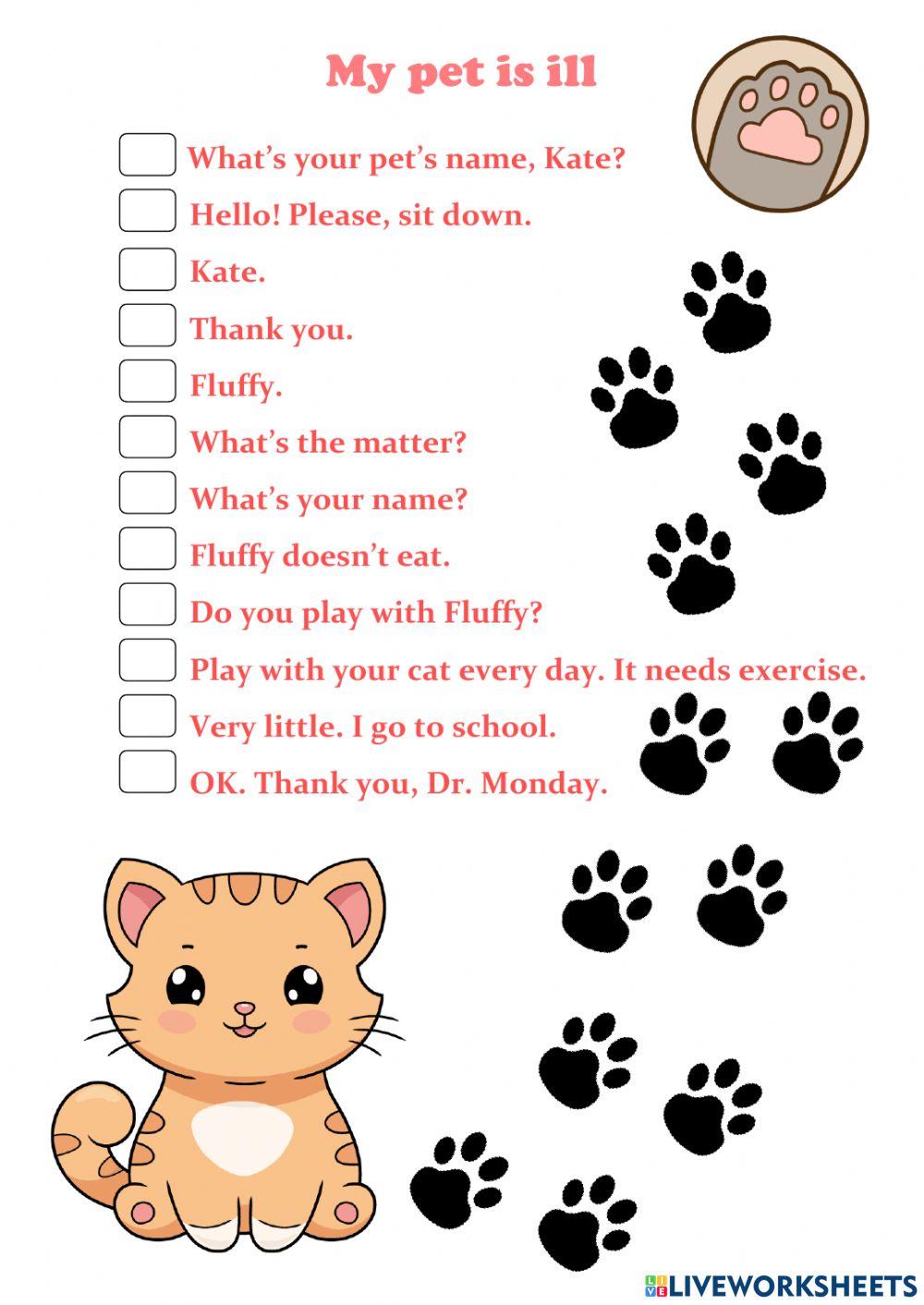 My pet is ill worksheet live worksheets
