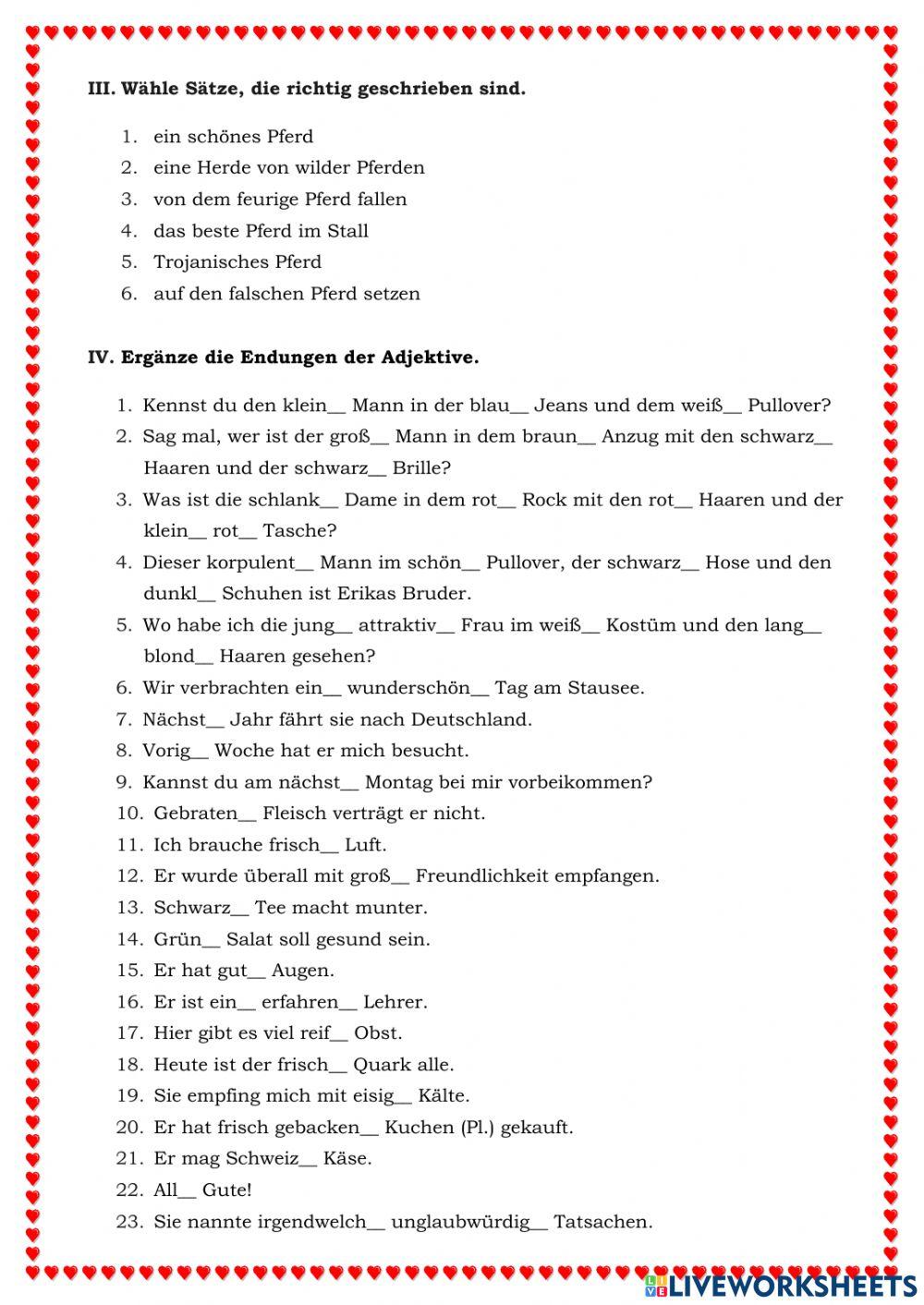 Deklination der Adjektive