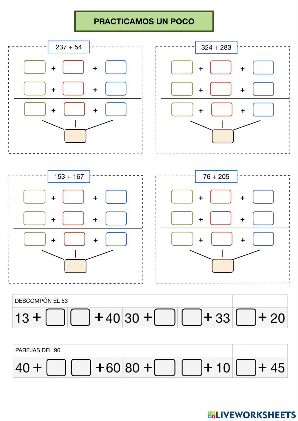 Sumas con llevadas por descomposición