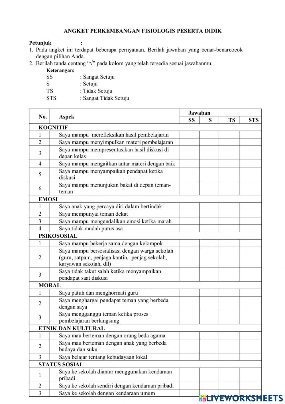 Angket peserta didik
