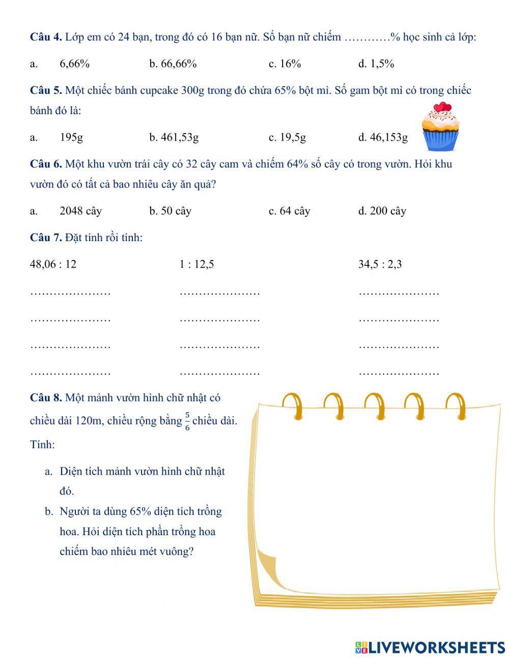 Ôn toán tỉ số phần trăm