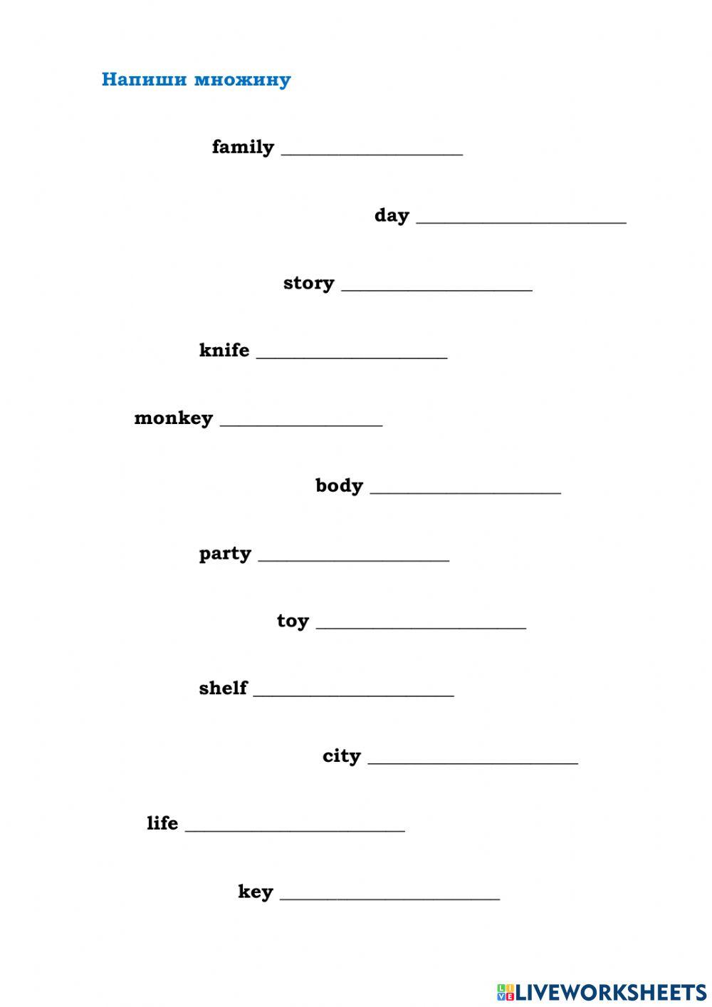 Plurals - Множина іменників