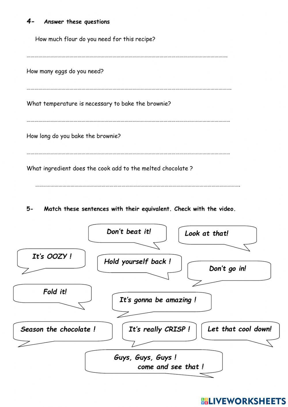 Jamie Oliver's chocolate brownie: part 4- Questions and Expressions
