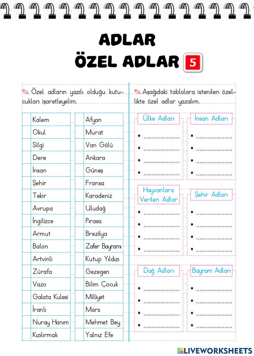 Özel Adlar-5
