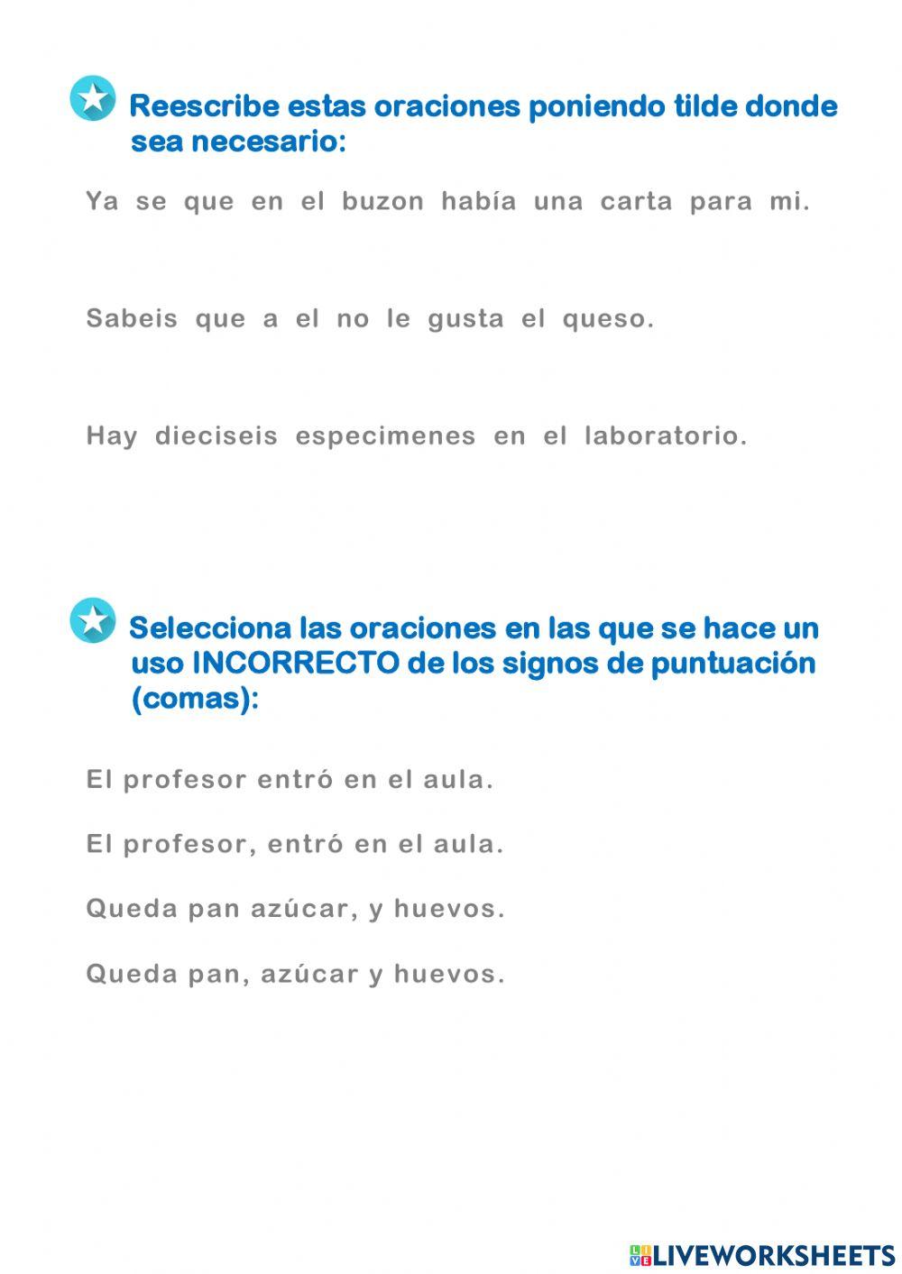 Lengua 1 ficha 3 acentuación y puntuación