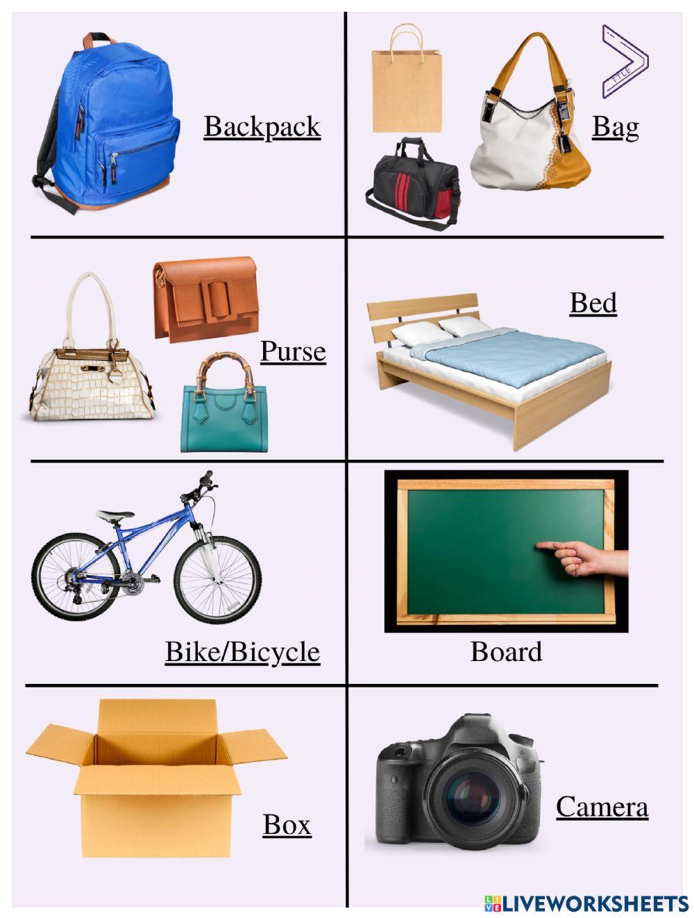 Classroom objects - Personal items