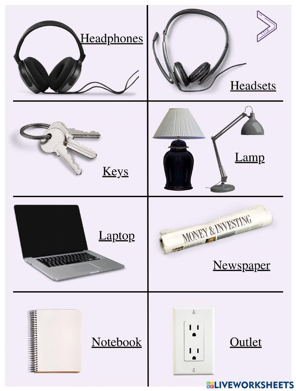 Classroom objects - Personal items