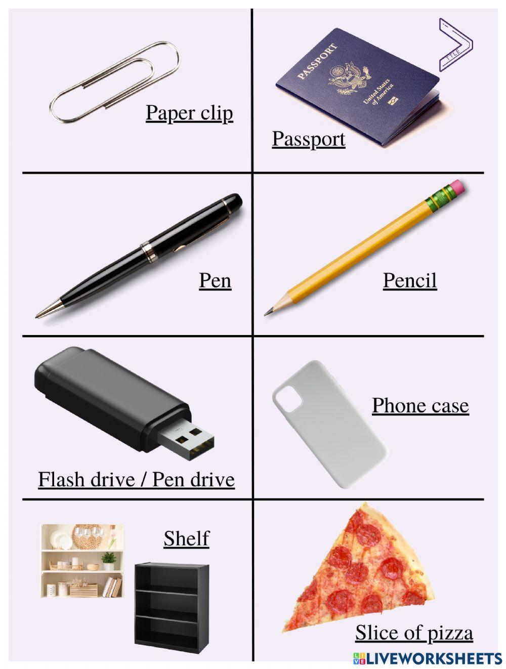 Classroom objects - Personal items