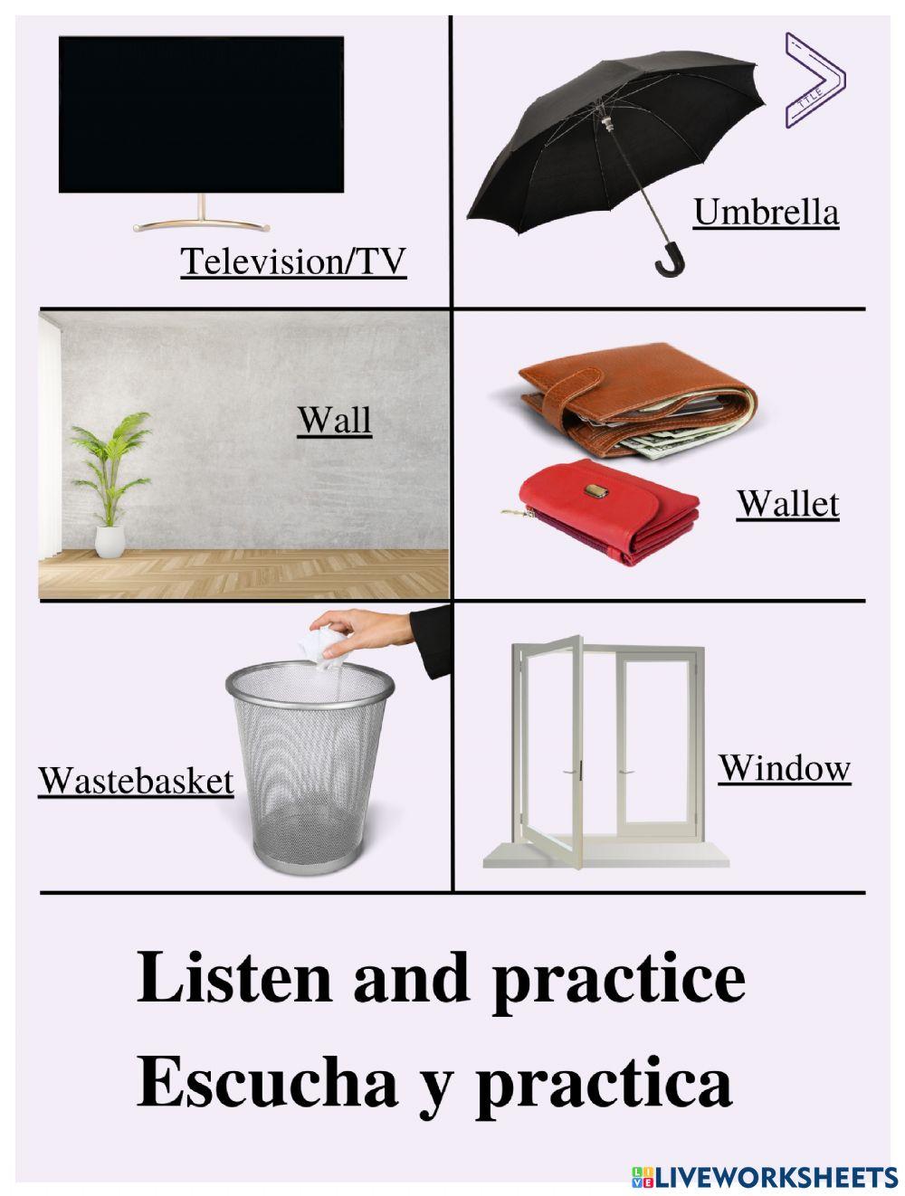 Classroom objects - Personal items