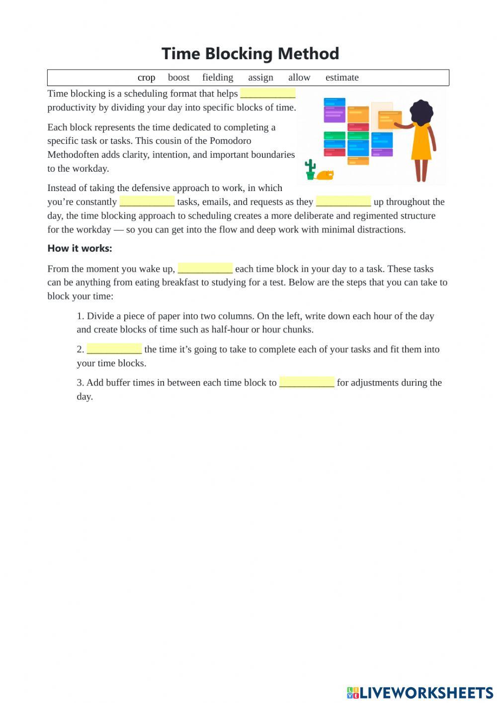 Time Blocking Method online exercise for | Live Worksheets