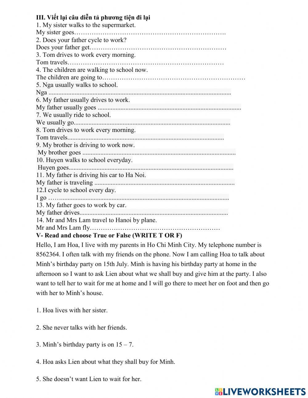 Luyện vào lớp 6 Đề số 6