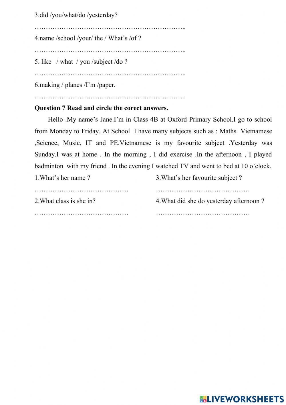 The first Tearm Test-Grade 4