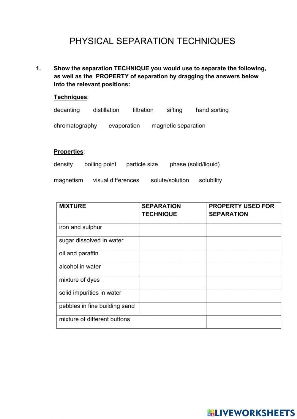 Physical SeparationTechniques