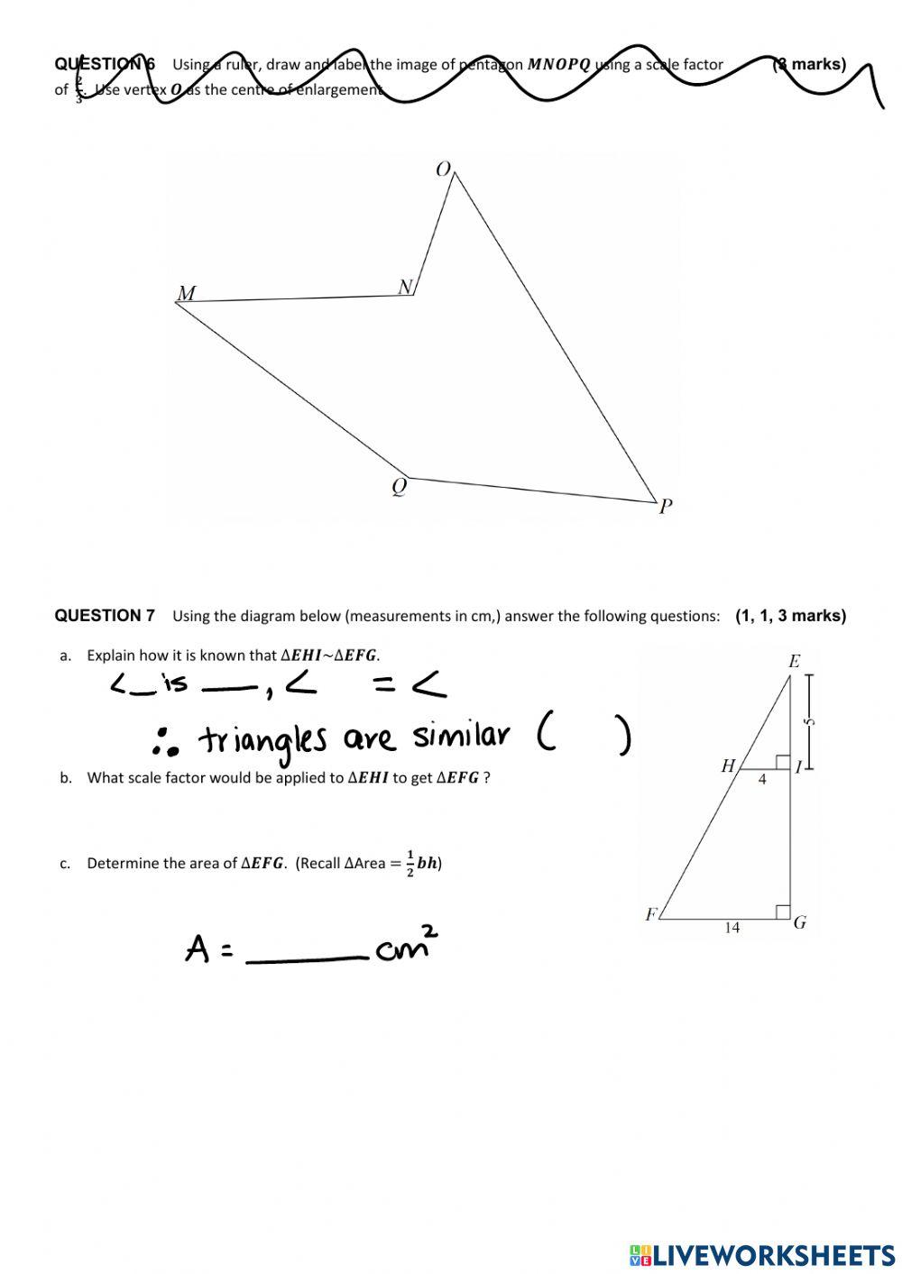 9AEP Geometry and Algebra pretest