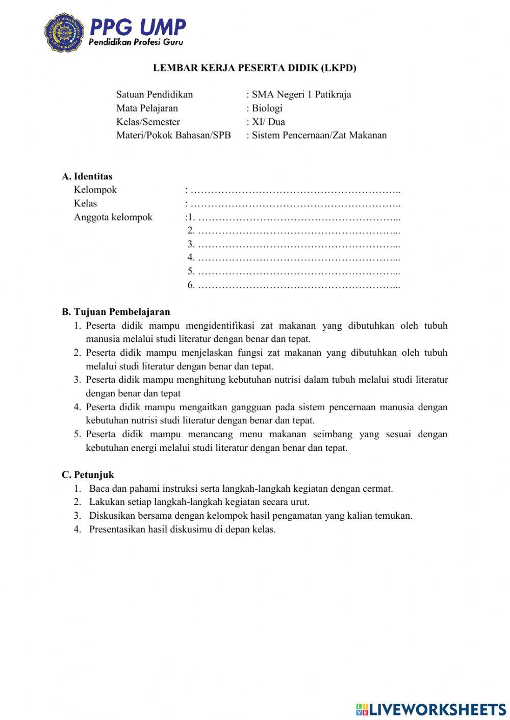 LKPD Zat Makanan